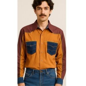 Rare Vintage Veezo Authentic Gear Colorblock Patchwork Street HipHop Shirt XL